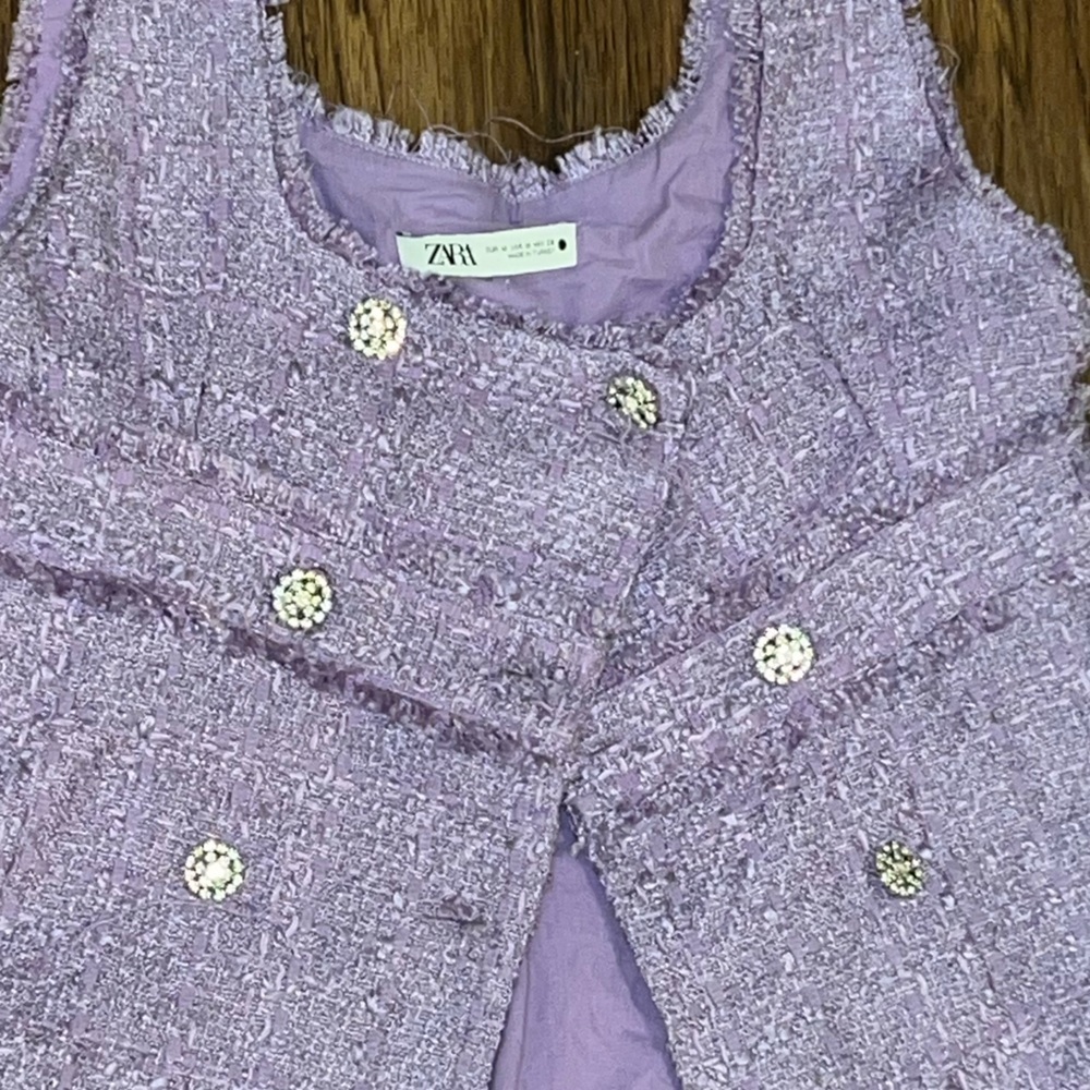 Zara Lilac Tweed vest Dress - Picture 6 of 10